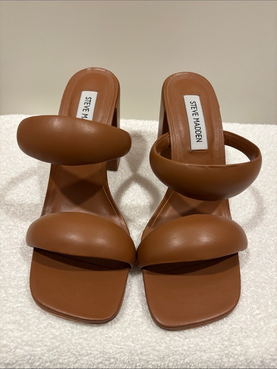 Steve Madden Shoes - Steve Madden Tan Padded Double-Strap Block Heel Sandals